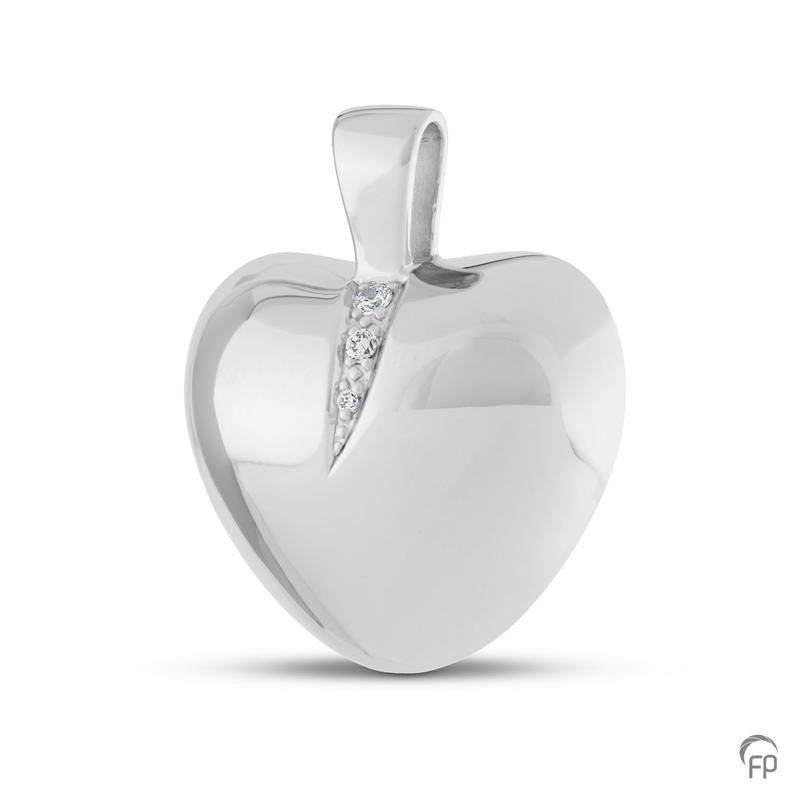 Sterling Silver Crystal Detail Puff Heart Pendant