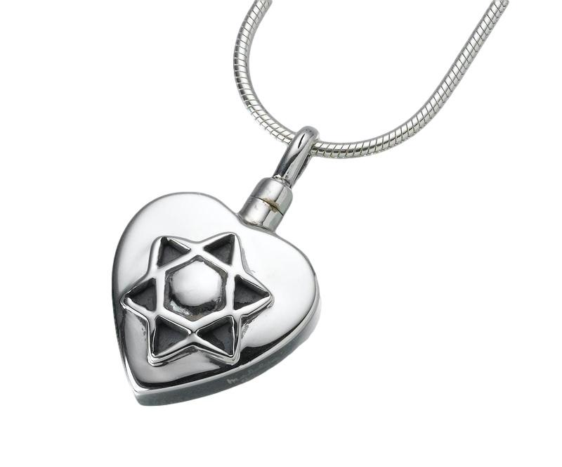 Sterling Silver Heart Pendant with Star of David Insert (END OF LINE)