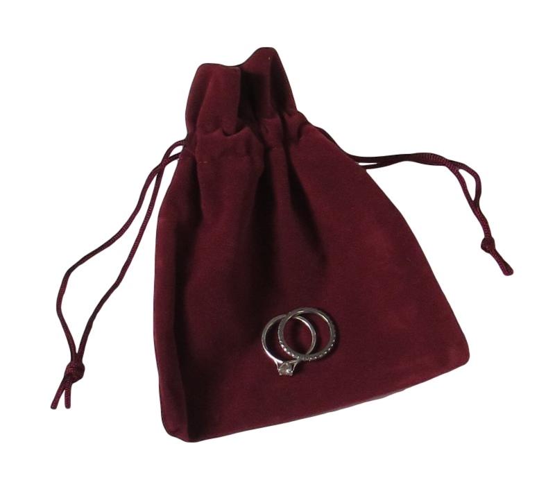 Suedette Jewellery Pouch (Burgundy) - Small