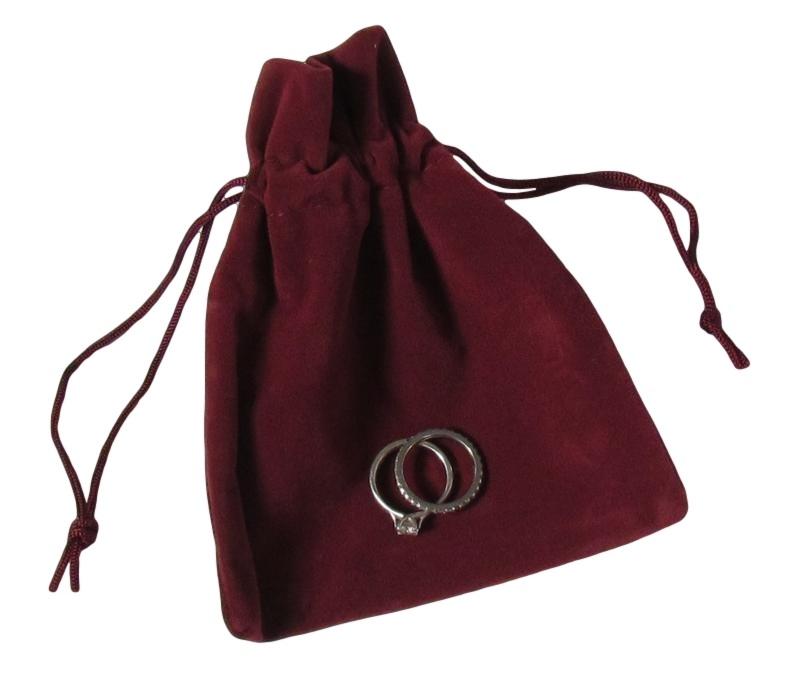 Suedette Jewellery Pouch (Burgundy) - Medium