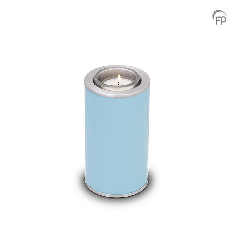 Metal Candle Holder (Blue with Silver Trim) - Keepsake (END OF LINE)