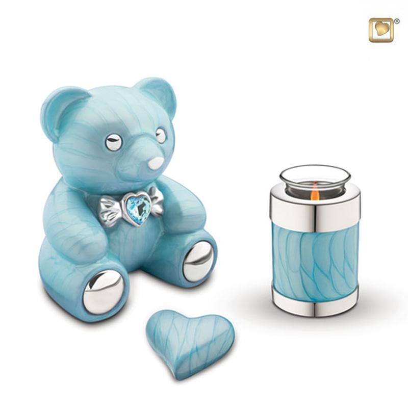 Metal Candle Holder (Blue with Silver Trim) - Keepsake (END OF LINE)