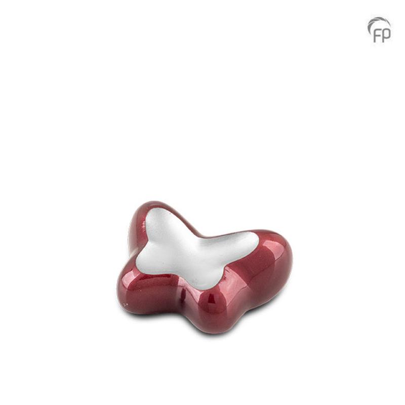 Metal Butterfly Urn (Red / Silver) - Keepsake (END OF LINE)