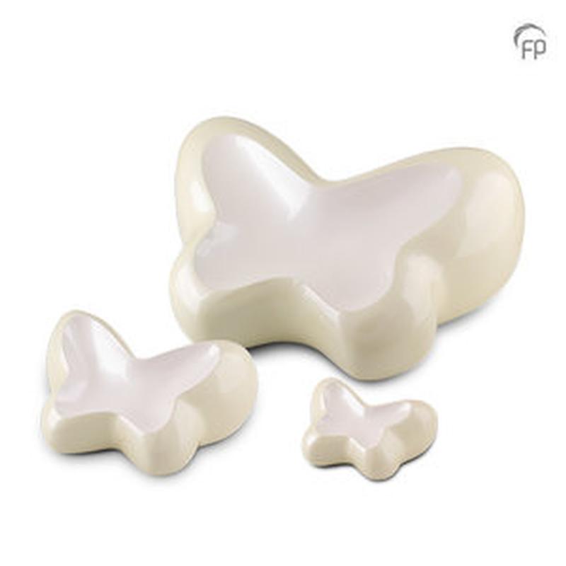Metal Butterfly Urn (Cream / White) - Adult (END OF LINE)