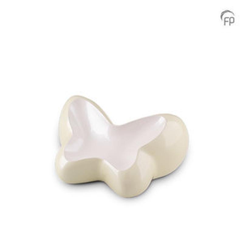 Metal Butterfly Urn (Cream / White) - Small (END OF LINE)