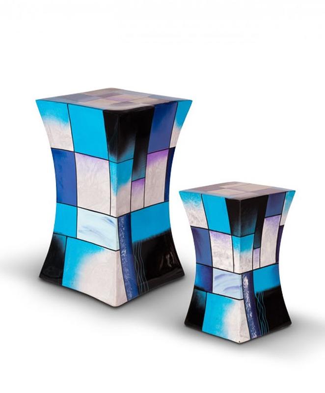 Fibreglass Lantern Design Urn (Blue) - Small (END OF LINE)