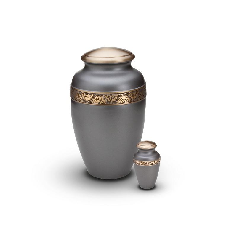 Brass Engraved Band Urn (Pewter) - Keepsake