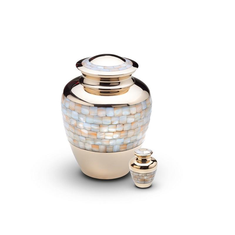 Brass Mother of Pearl Urn (Gold) - Keepsake