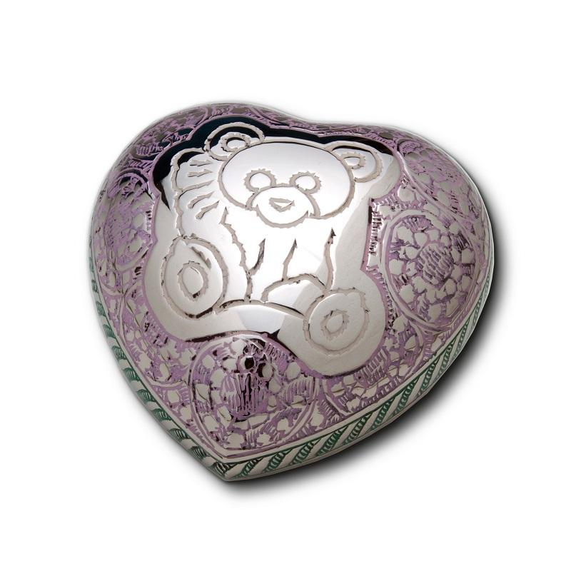 Metal Heart (Silver with Teddy Bear) - Keepsake (END OF LINE)
