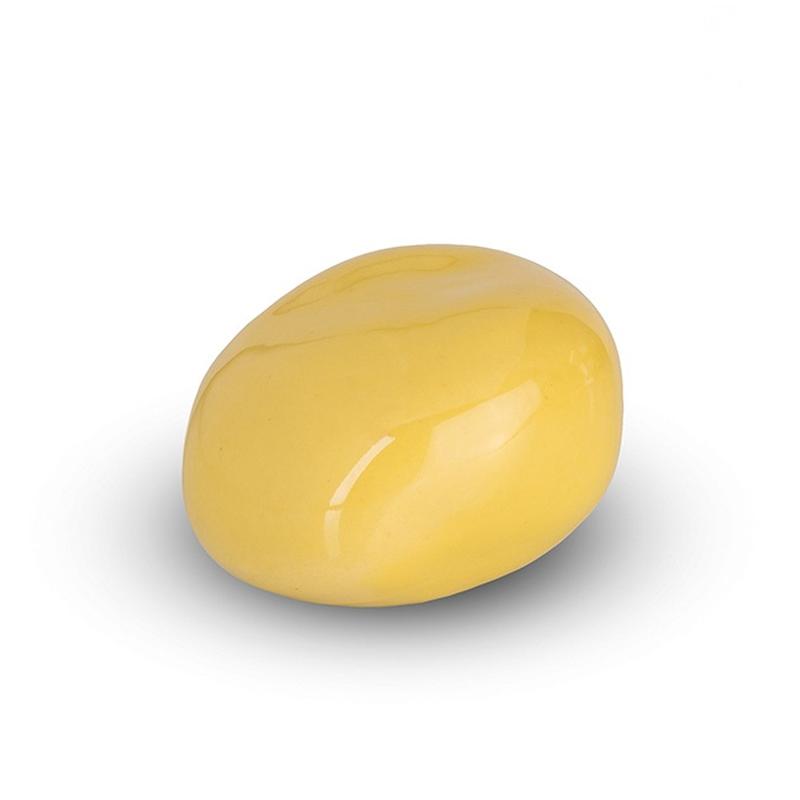 Ceramic Cuddle Stone (Pale Yellow, High Shine) - Keepsake (END OF LINE)