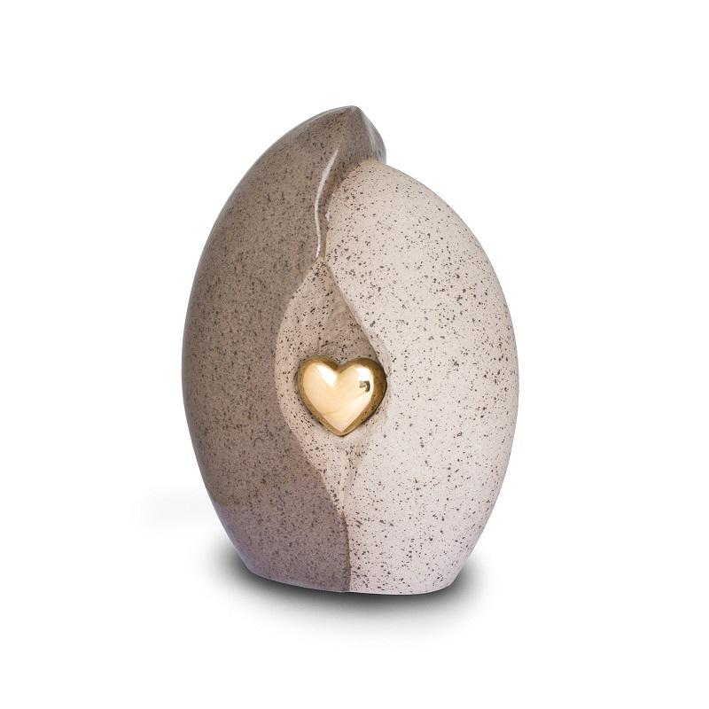 Ceramic Urn (Natural with Gold Heart) - Adult