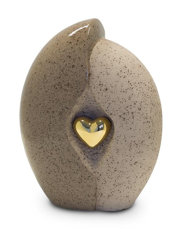 Ceramic Urn (Natural with Gold Heart) - Medium
