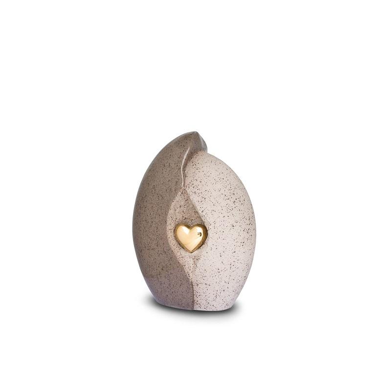 Ceramic Urn (Natural with Gold Heart) - Small