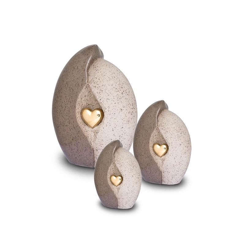 Ceramic Urn (Natural with Gold Heart) - Small