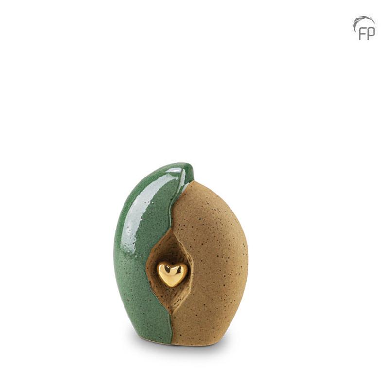 Ceramic Urn (Jade / Sandstone with Gold Heart) - Small