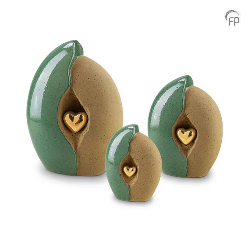 Ceramic Urn (Jade / Sandstone with Gold Heart) - Small
