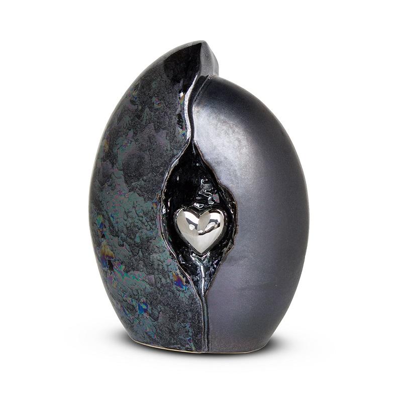 Ceramic Urn (Graphite with Silver Heart) - Adult