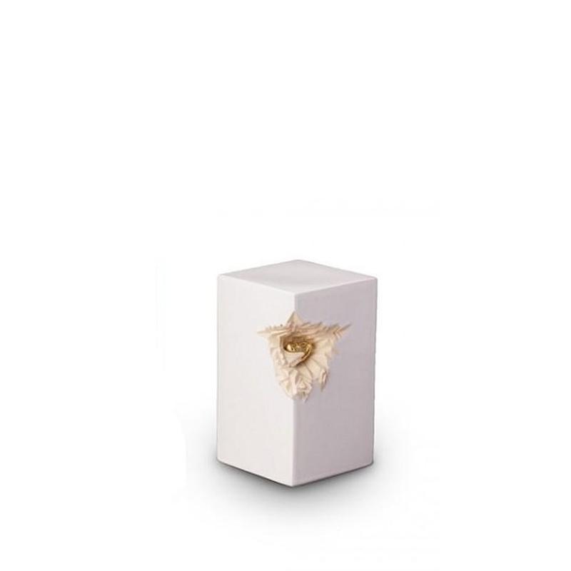 Ceramic Art Urn (White with Gold Heart)- Medium