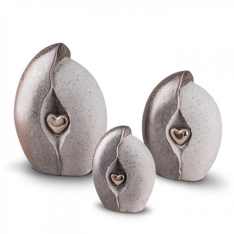 Ceramic Urn (Grey with Silver Heart) - Small