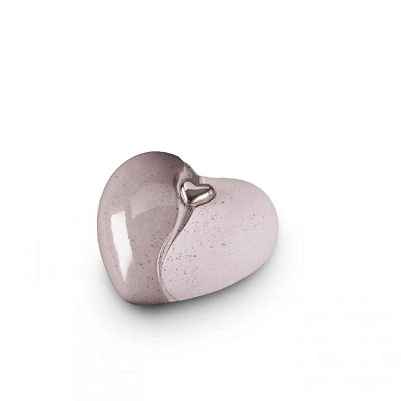 Ceramic Heart Urn (Grey with Silver Heart) - Small
