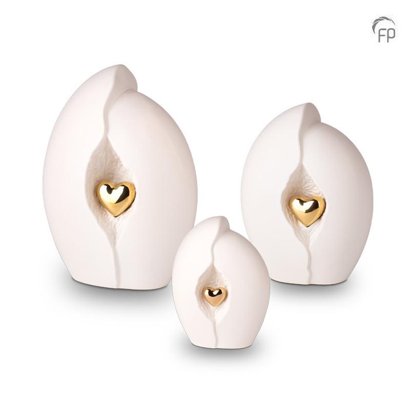 Ceramic Urn (White with Gold Heart) - Adult