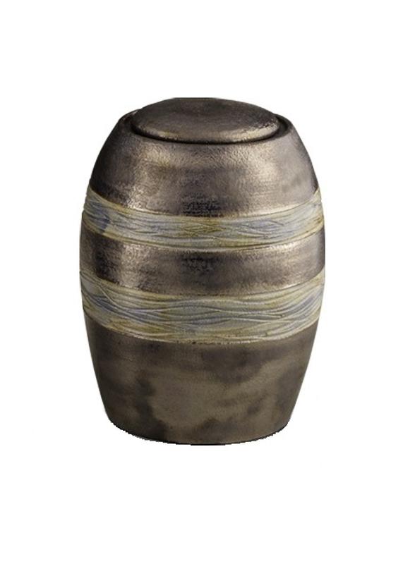 Ceramic Urn (Brown with Textured Stripes) - Adult