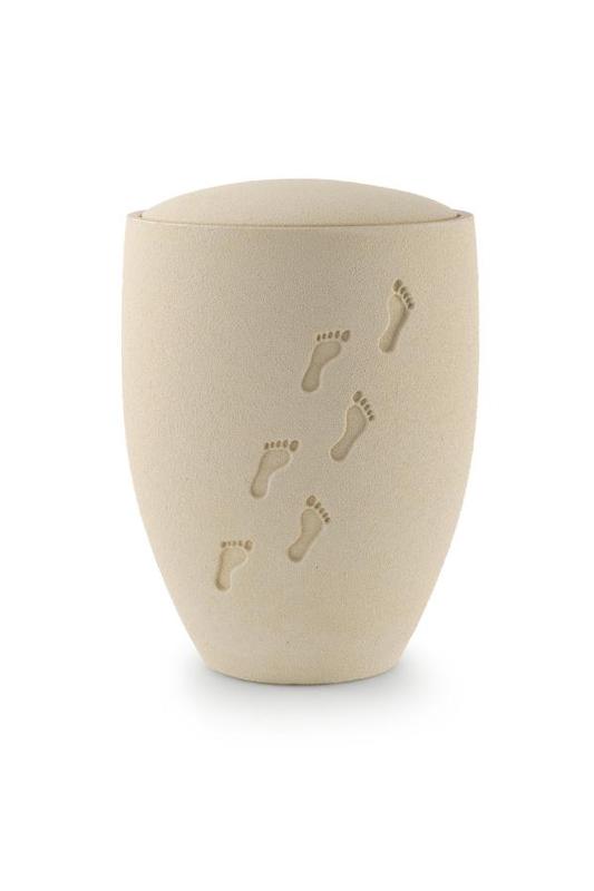 Biodegradable Embossed Footprints Urn (Natural Stone) - XL Adult 