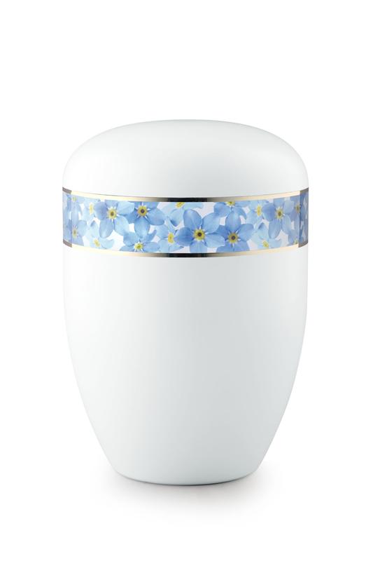 Arboform Blue Flower Border Urn (White) - XL Adult
