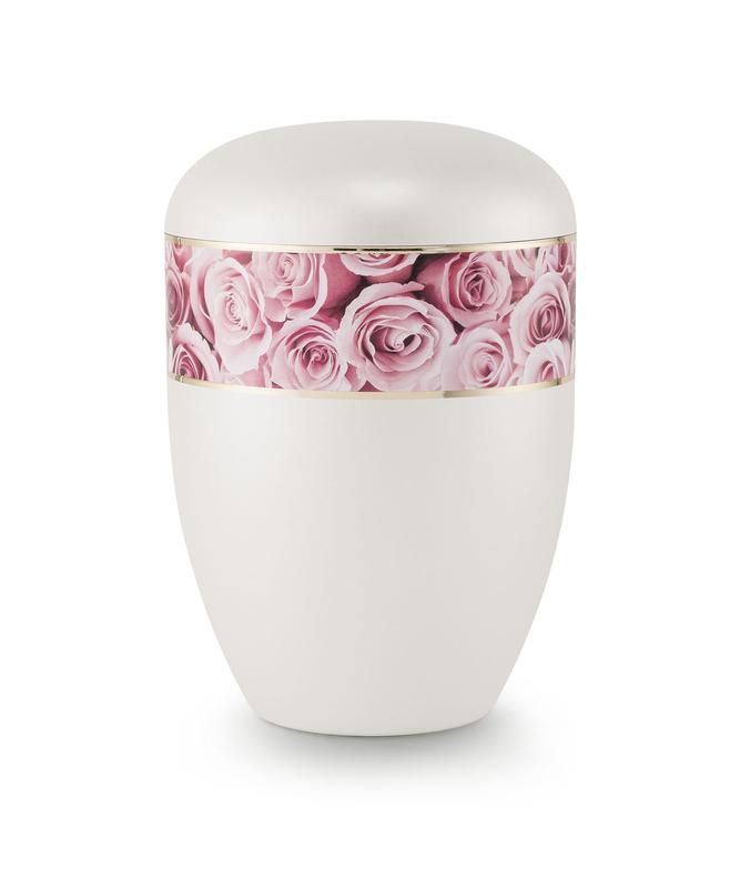 Arboform Pink Rose Border Urn (Pearl) - XL Adult