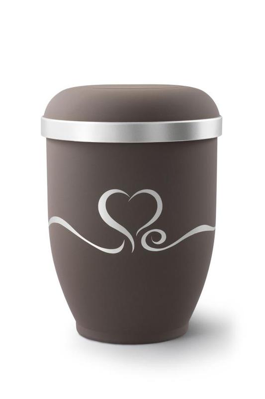 Arboform Fluid Heart Urn (Brown and Silver) - XL Adult