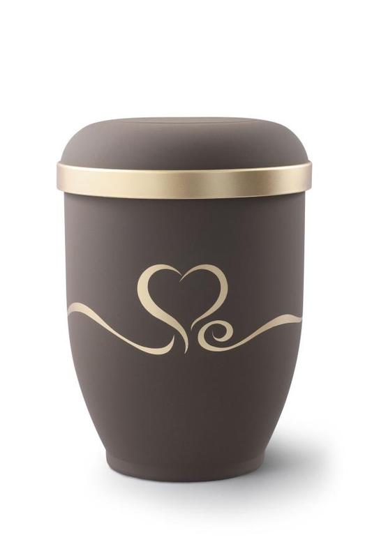 Arboform Fluid Heart Urn (Brown and Gold) - XL Adult