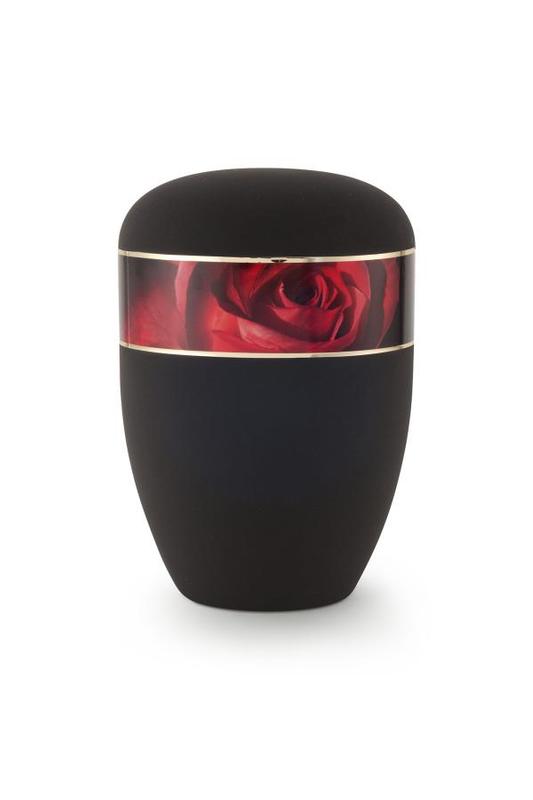 Arboform Antiqua Red Rose Border Urn (Black) - XL Adult