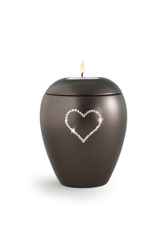 Ceramic Crystal Heart Candle Holder (Chocolate) - Keepsake (END OF LINE)