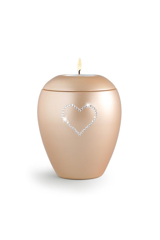 Ceramic Crystal Heart Candle Holder (Apricot) - Keepsake (END OF LINE)