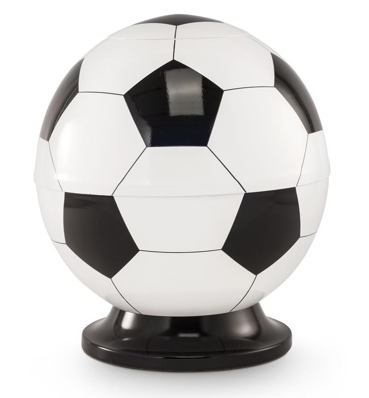 Steel Football Globe Urn (Black & White) - XL Adult (END OF LINE)