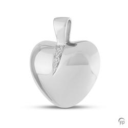 Sterling Silver Crystal Detail Puff Heart Pendant