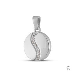 Sterling Silver Crystal Detail Round Pendant (END OF LINE)