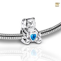 Sterling Silver Teddy Bracelet Charm (Blue) (END OF LINE)