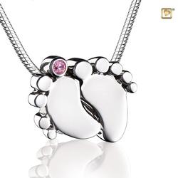 Sterling Silver Footprints Pendant (Pink) (END OF LINE)