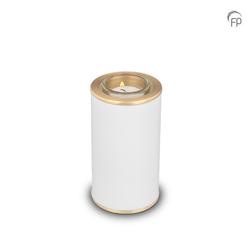 Metal Candle Holder (White with Gold Trim) - Keepsake (END OF LINE)