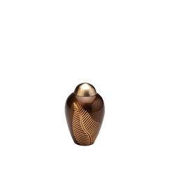 Brass Engraved Leaves Urn (Brown) - Keepsake
