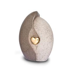 Ceramic Urn (Natural with Gold Heart) - Adult