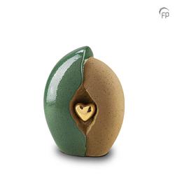 Ceramic Urn (Jade / Sandstone with Gold Heart) - Medium