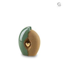 Ceramic Urn (Jade / Sandstone with Gold Heart) - Small
