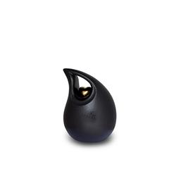Ceramic Teardrop Urn (Black with Gold Heart) - Small