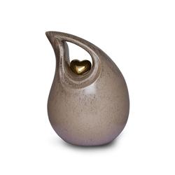 Ceramic Teardrop Urn (Neutral with Gold Heart) - Adult
