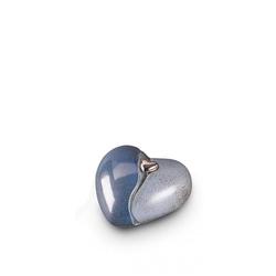 Ceramic Heart Urn (Blue with Silver Heart) - Small (END OF LINE)