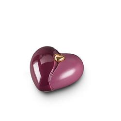 Ceramic Heart Urn (Maroon with Gold Heart) - Small (END OF LINE)