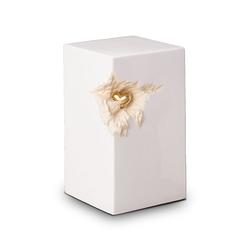Ceramic Art Urn (White with Gold Heart) - Adult
