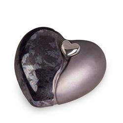 Ceramic Heart Urn (Graphite with Silver Heart) - Adult